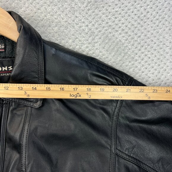 VTG Wilsons Leather Mens Field Jacket 90s Cargo Parka Black Thinsulate Med Biker - Picture 11 of 16